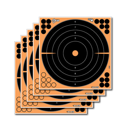 EZ-Aim 15317 12" Peel-Away Reactive Bullseye Self-Adhesive Paper Targets, 5 Per Pack