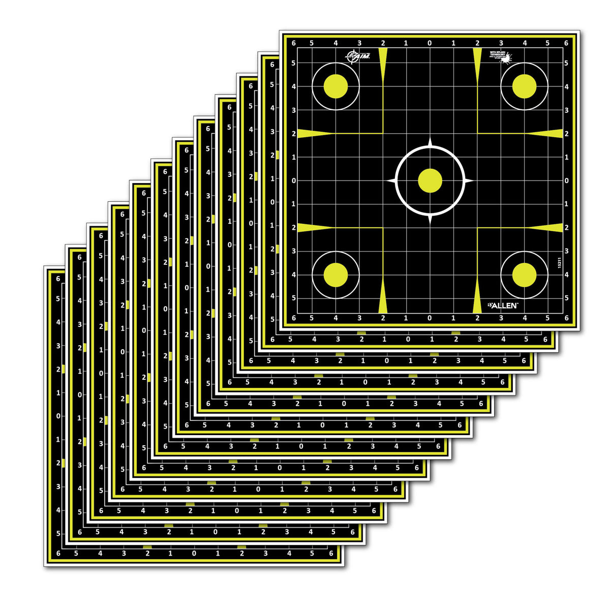 EZ-Aim 15211 Reactive Sight-In Grid Non-Adhesive Paper Targets with Splash Technology, 12 Count