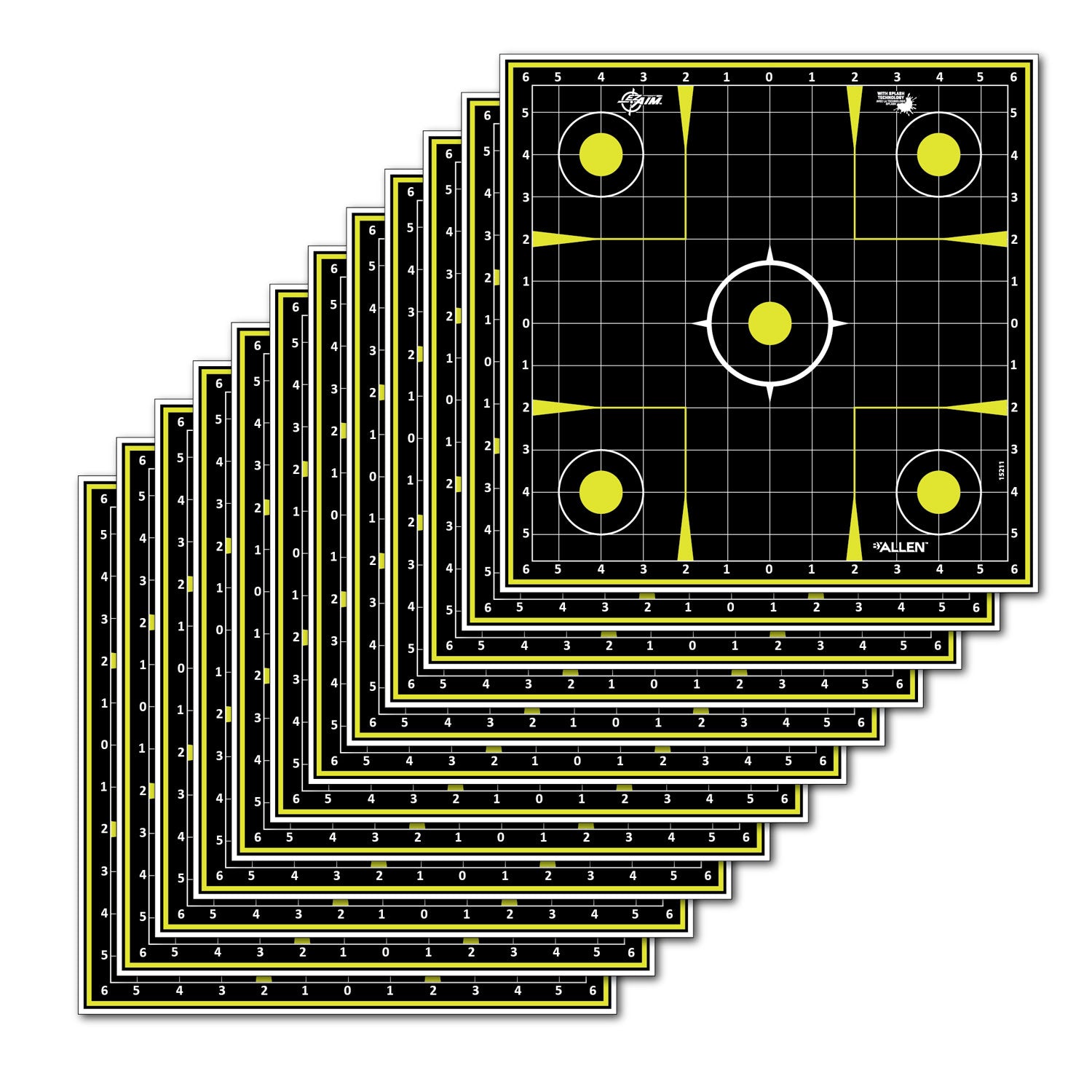 EZ-Aim 15211 Reactive Sight-In Grid Non-Adhesive Paper Targets with Splash Technology, 12 Count