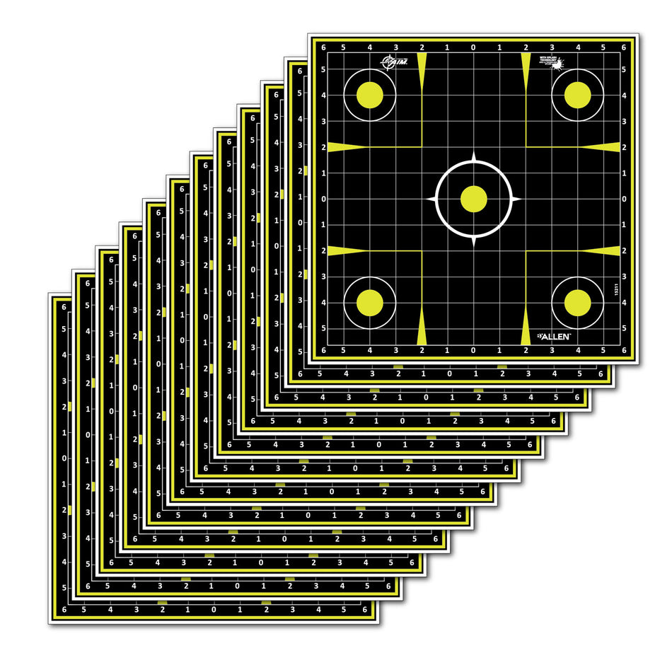 EZ-Aim 15211 Reactive Sight-In Grid Non-Adhesive Paper Targets with Splash Technology, 12 Count