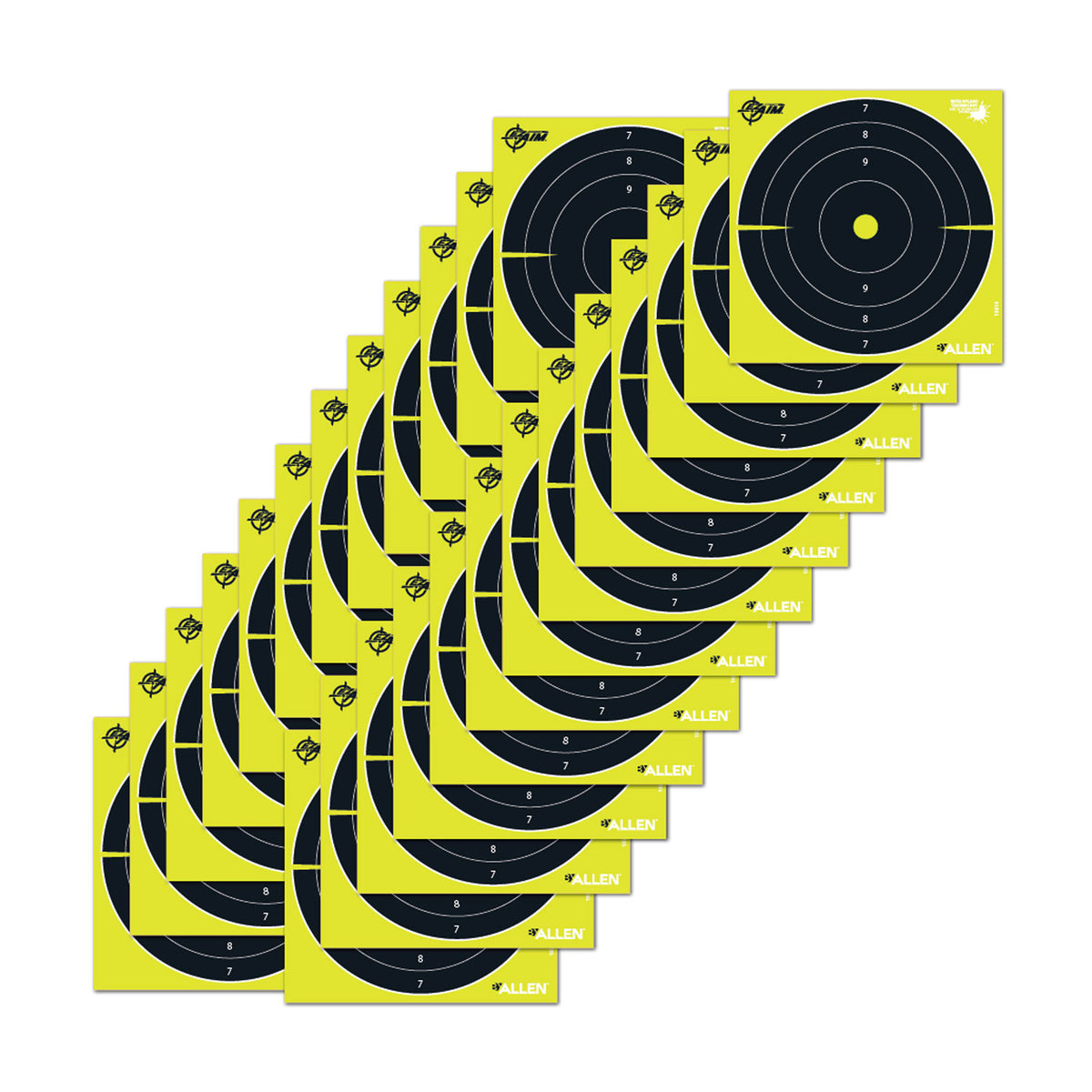 EZ-Aim 15213 8" Splash Reactive Bullseye Hanging Paper Shooting Targets, Black & Yellow, 25-Pack