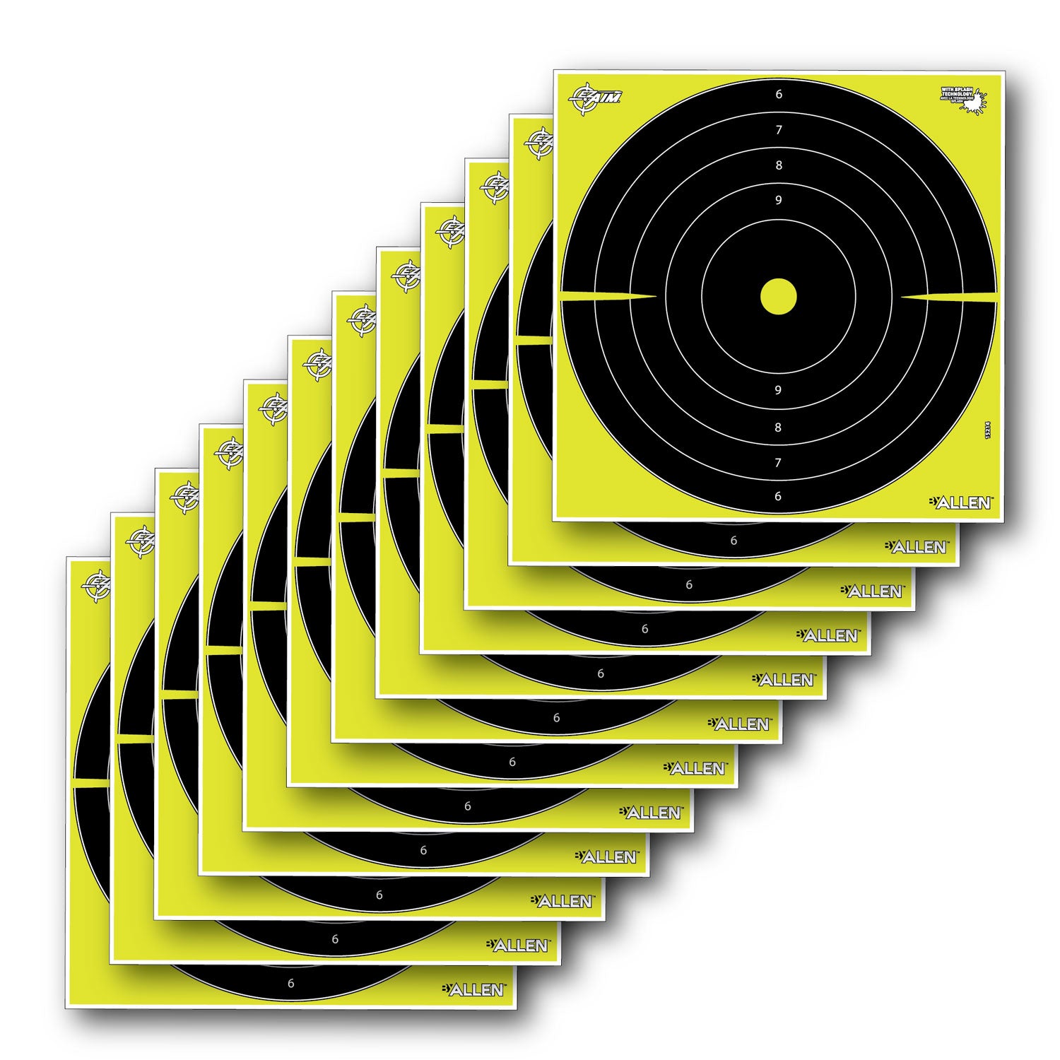 EZ-Aim 15214 Reactive Bullseye Non-Adhesive Paper Targets with Splash Technology, 12 Count