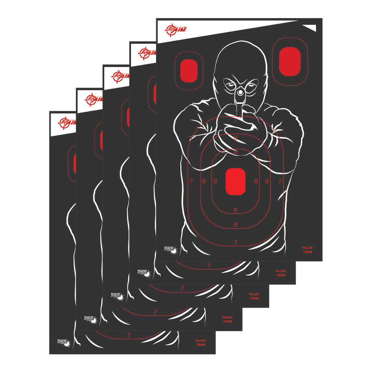 EZ-Aim 15249 Reactive Non-Adhesive Bad Guy Paper Targets, 12" x 18", Pack of 5