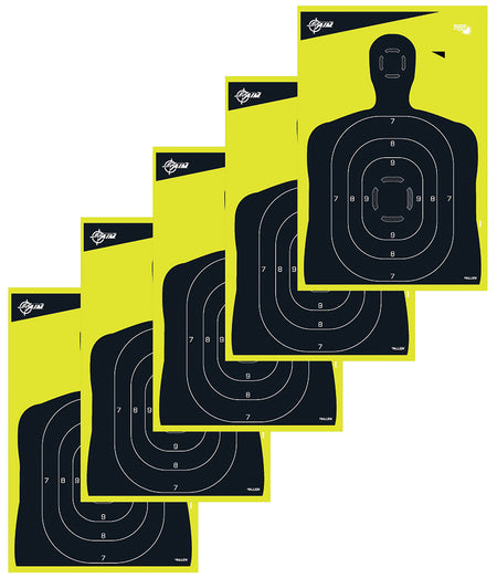EZ-Aim 15330 Reactive Hanging Silhouette Paper Targets, 12" x 18", Black/Yellow, 5-Pack