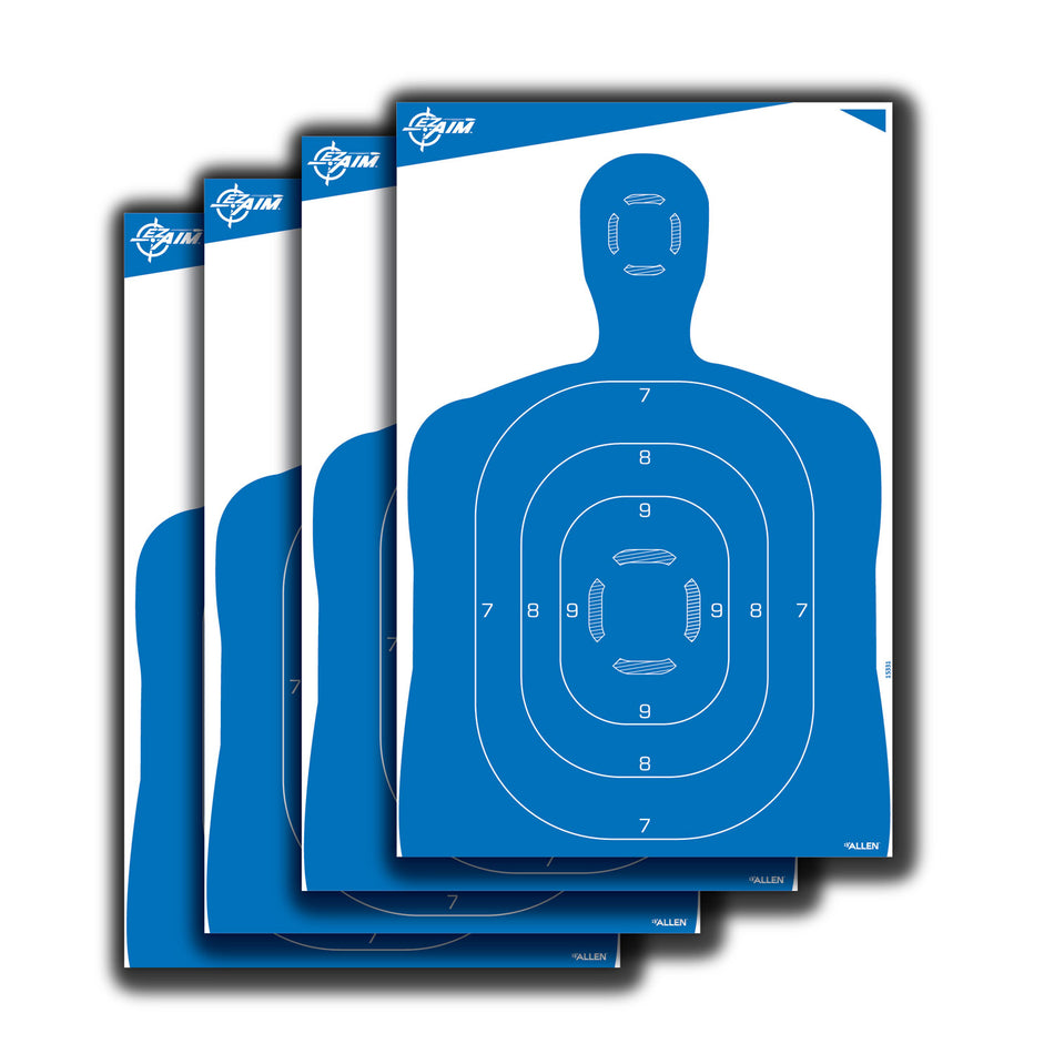 EZ-Aim 15331 Blue/White Silhouette Paper Hanging Target 23" x 35" 4 Per Package