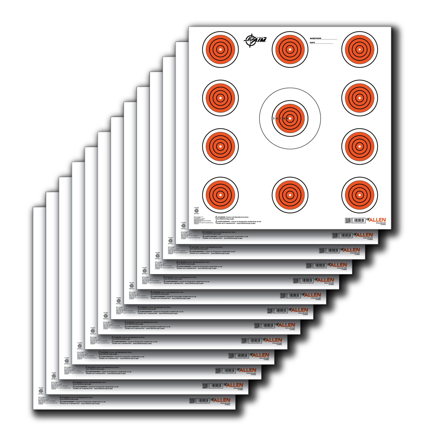 EZ-Aim 15245 Indoor SPOT Hanging Paper Shooting Target 12" x 12" 13 Per Package