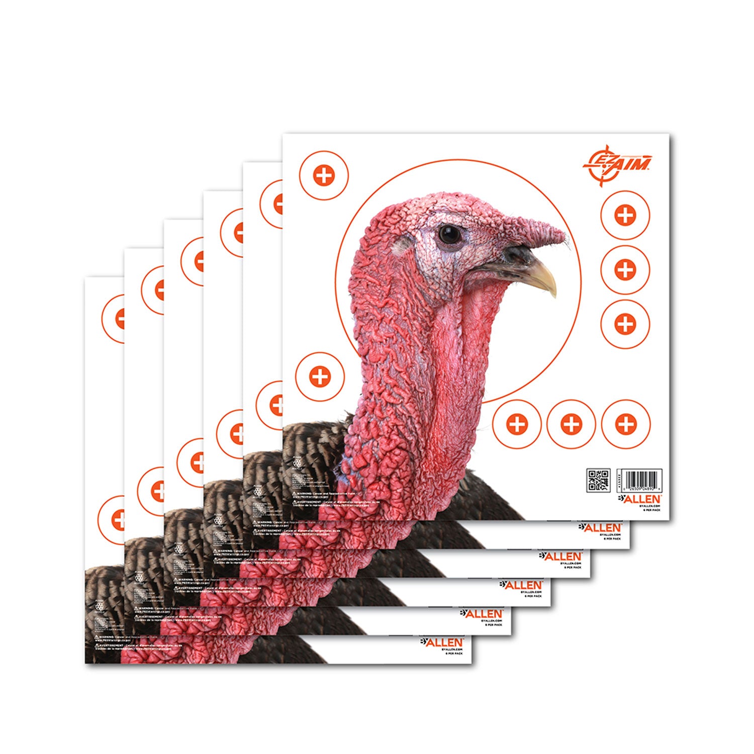 EZ-Aim 15322 Turkey Silhouette Hanging Paper Target Multi-Color Shotgun 12"x12" 6 Count