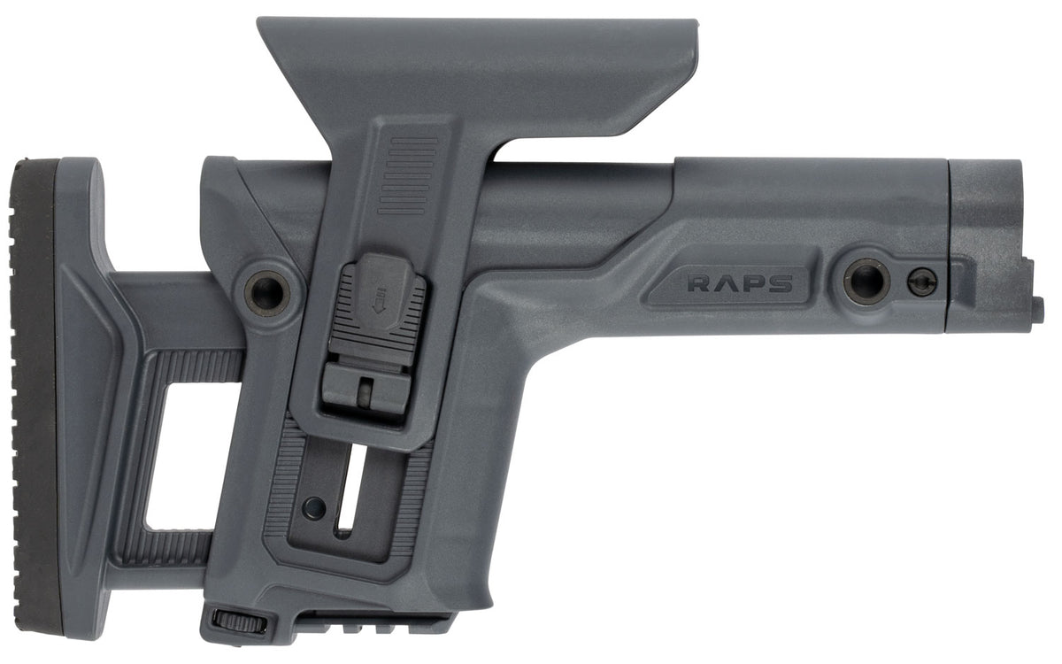 FAB Defense FXRAPSGR Gray Polymer RAPS Precision Stock w/ Cheek-Rest, Adjustable LOP & Ambidextrous 1Latch