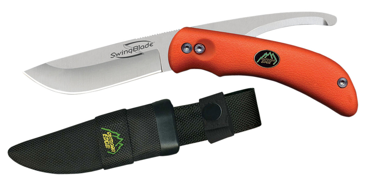 Outdoor Edge SwingBlade SZ20NC 3.60" Folding Skinner/Gutter AUS-8 Stainless Steel Blaze Orange TPR