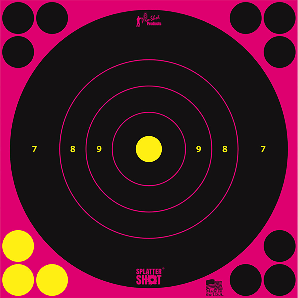 Pro-Shot 8BPINK6PK SplatterShot Self-Adhesive 8" Bullseye Paper Targets Pink Impact 6 Pack