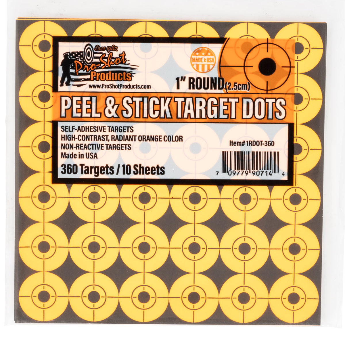Pro-Shot 1RDOT360 Self-Adhesive 1" Orange Target Dots for Shooting Practice 10 Pack 360 Targets