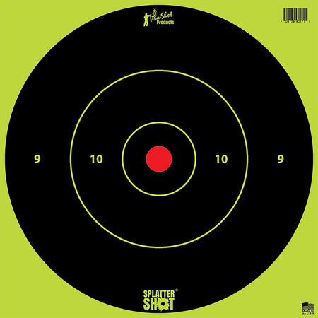 Pro-Shot 12BGREENTG12PK SplatterShot Reactive 12" Bullseye Heavy Paper Target Black/Red 12 Pack