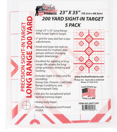 Pro-Shot RSI200YT5PK SplatterShot 200yd Sight-In 23"x35" Diamond Hanging Paper Targets White/Red 5 Pack