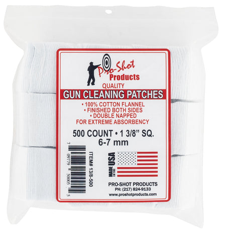 Pro-Shot 138500 500-Pack Cotton Flannel Cleaning Patches 6mm/7mm 1.38" Size
