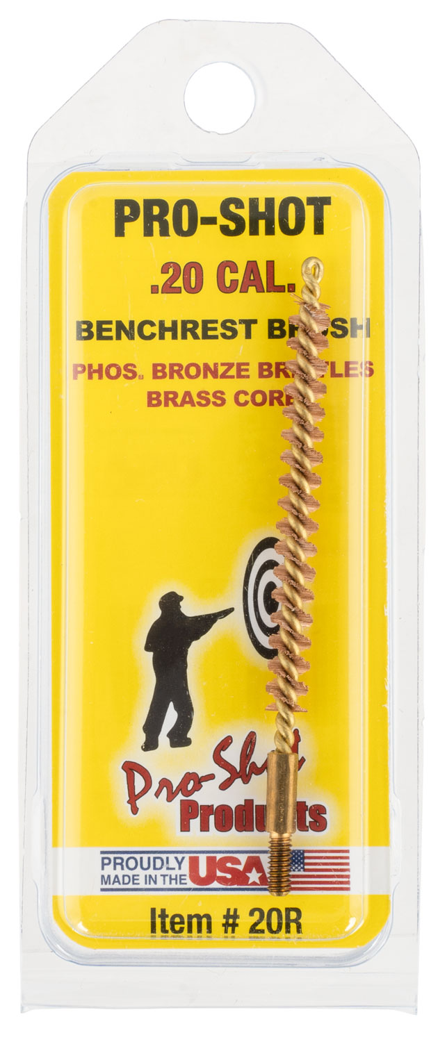 Pro-Shot 20R .20/.204 Cal Rifle Bronze Bristle Bore Brush Brass Core #5-40 Thread