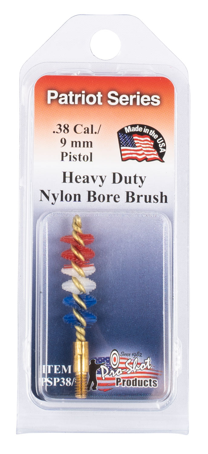 Pro-Shot PSP389 Patriot Series .38 Cal/9mm Pistol Bore Brush Brass Core Nylon #8-32 Thread