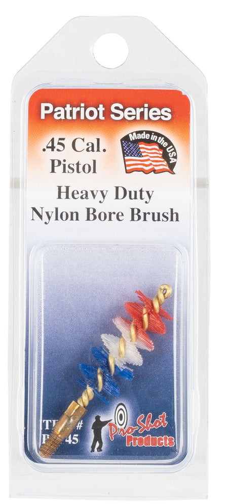 Pro-Shot PSP45 .45 Cal Pistol Patriot Bore Brush #8-32 Thread Red White Blue Nylon Bristles
