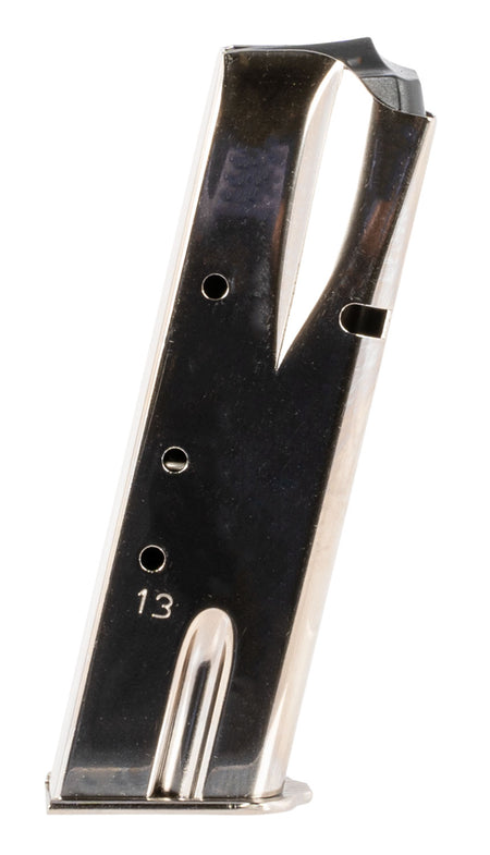 Mec-Gar 13-Round 9mm Luger Nickel Finish Magazine Fits Browning Hi-Power and Springfield SA-35