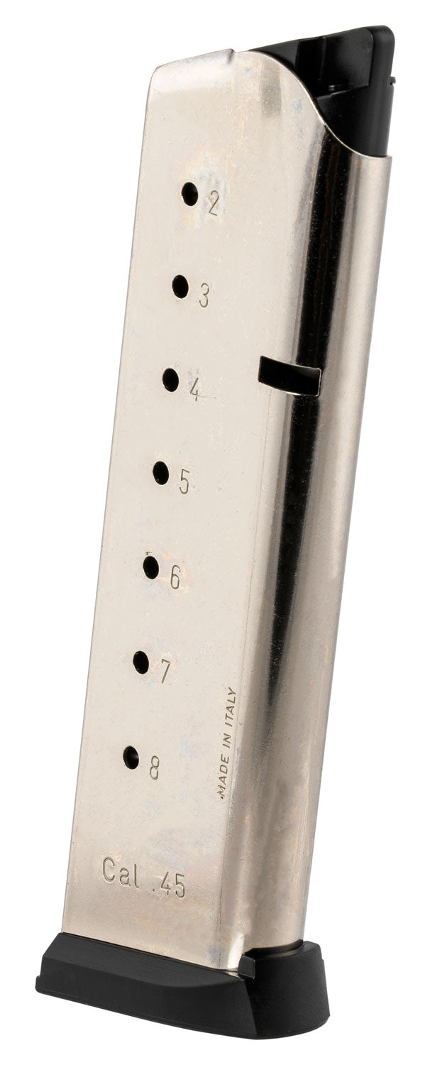 Mec-Gar 8-Round .45 ACP Nickel Finish Stainless Steel Magazine Fits 1911 Government