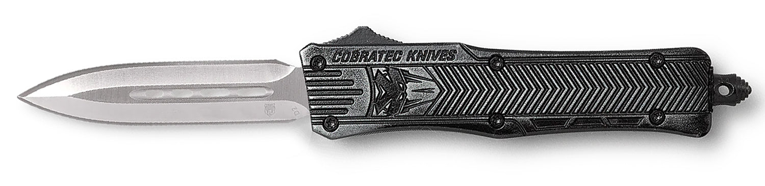 CobraTec CTK-1 Small 2.75" OTF Dagger D2 Steel Stonewashed Aluminum Handle with Glass Breaker and Pocket Clip