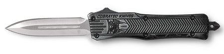 CobraTec CTK-1 Small 2.75" OTF Dagger D2 Steel Stonewashed Aluminum Handle with Glass Breaker and Pocket Clip