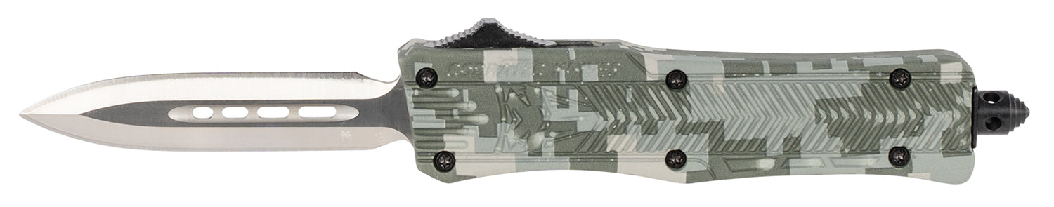 CobraTec CTK-1 Small 2.75" OTF Dagger D2 Steel Winter Digi Camo Aluminum Handle with Glass Breaker and Pocket Clip