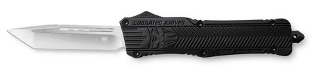 CobraTec CTK-1 Large 3.25" OTF Tanto D2 Steel Black Aluminum Handle with Glass Breaker and Pocket Clip