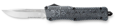CobraTec CTK-1 Large OTF 3.75" Drop Point Partially Serrated D2 Steel Carbon Fiber Handle Includes Glass Breaker