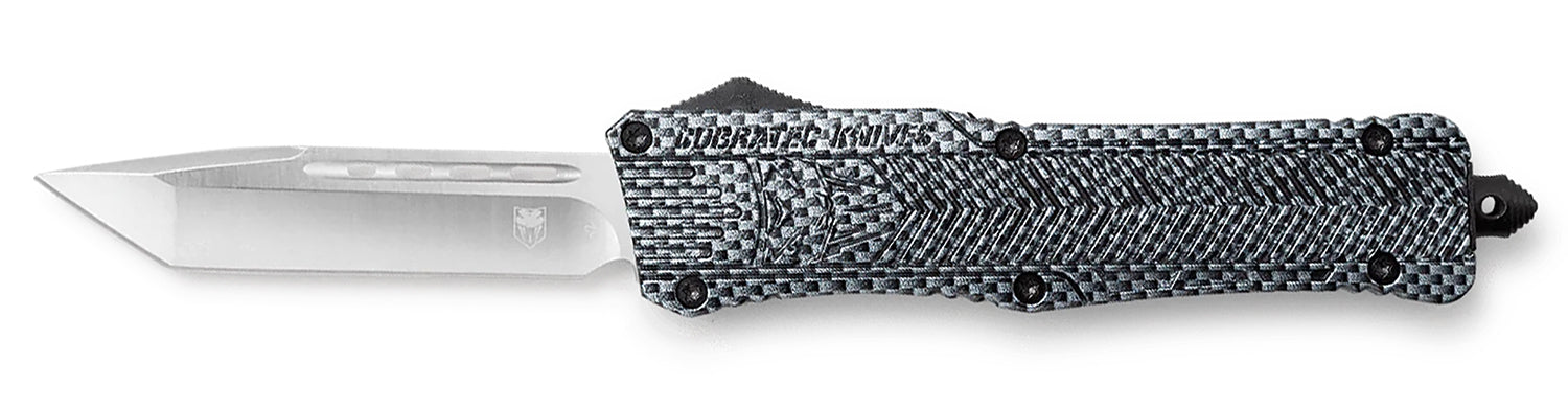 CobraTec CTK-1 Large OTF 3.75" Tanto D2 Steel Plain Blade Carbon Fiber Handle Includes Glass Breaker & Pocket Clip