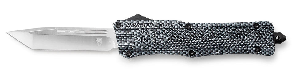 CobraTec CTK-1 Large OTF 3.75" Tanto D2 Steel Plain Blade Carbon Fiber Handle Includes Glass Breaker & Pocket Clip