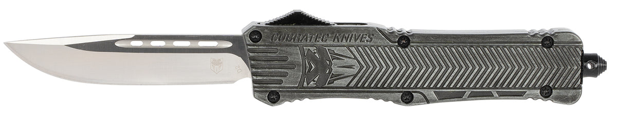 CobraTec CTK-1 Large OTF 3.75" Drop Point D2 Steel Plain Blade Stonewashed Handle Includes Glass Breaker & Clip