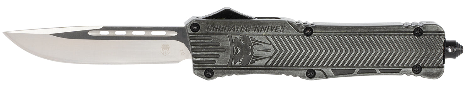 CobraTec CTK-1 Large OTF 3.75" Drop Point D2 Steel Plain Blade Stonewashed Handle Includes Glass Breaker & Clip