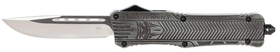 CobraTec CTK-1 Large OTF 3.75" Drop Point D2 Steel Plain Blade Stonewashed Handle Includes Glass Breaker & Clip