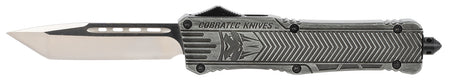 CobraTec CTK-1 Large OTF 3.75" Tanto D2 Steel Plain Blade Stonewashed Aluminum Handle Includes Glass Breaker
