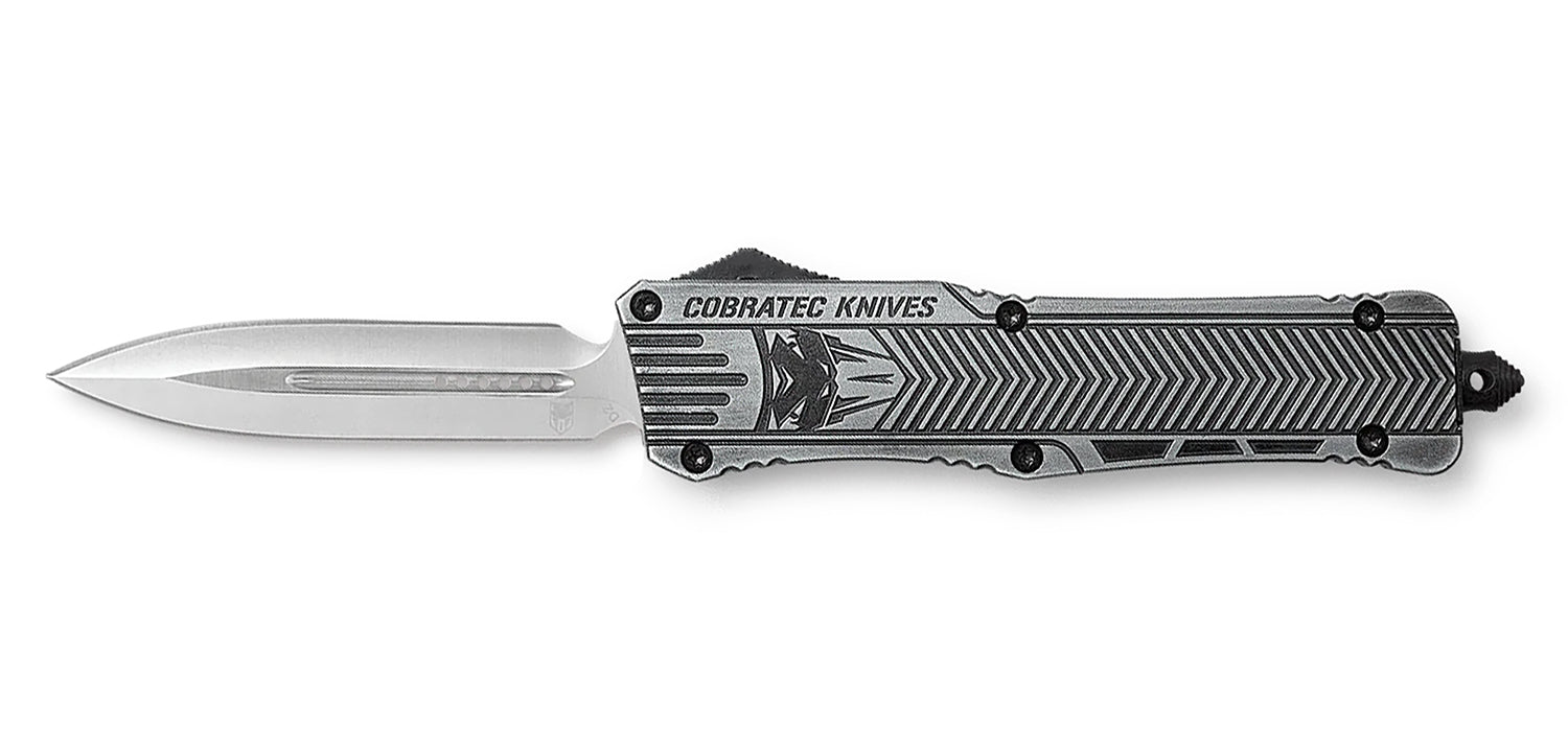 CobraTec CTK-1 Large OTF 3.75" Dagger D2 Steel Plain Blade Stonewashed Handle Includes Glass Breaker & Clip