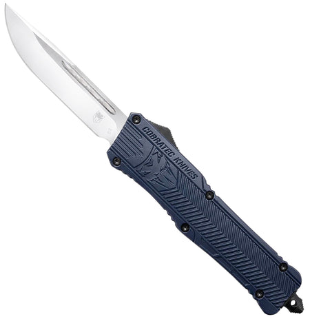 CobraTec CTK-1 Large OTF 3.75" Drop Point D2 Steel Plain Blade NYPD Blue Handle Includes Glass Breaker & Clip