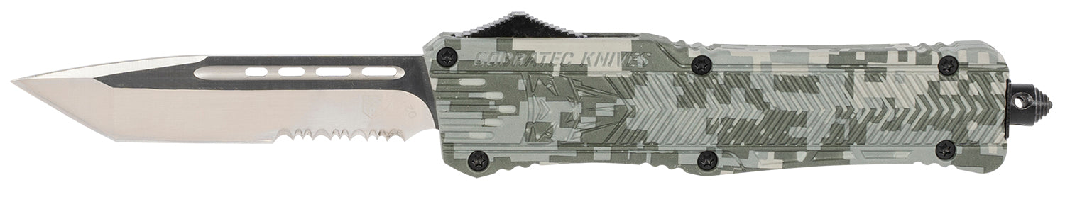 CobraTec CTK-1 Large OTF 3.75" Tanto Partially Serrated D2 Steel Blade Army DigiCamo Handle Includes Glass Breaker