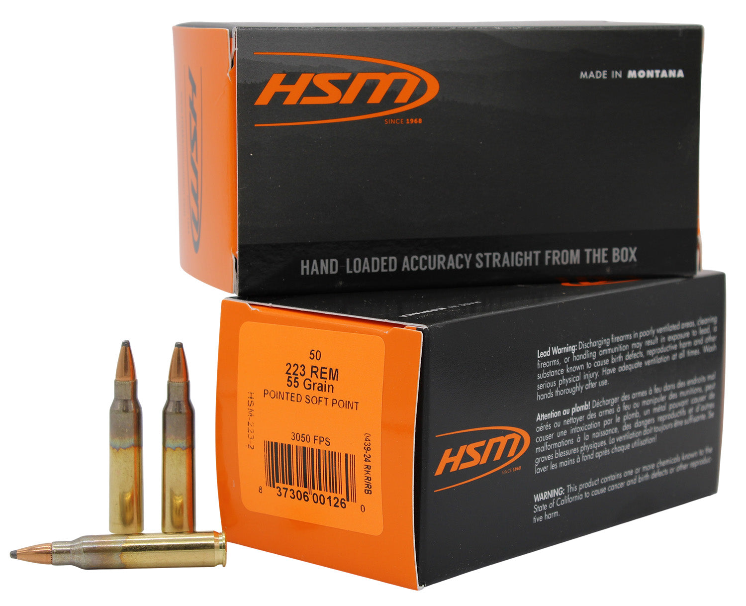 HSM .223 Remington Varmint 55 grain Soft Point ammunition