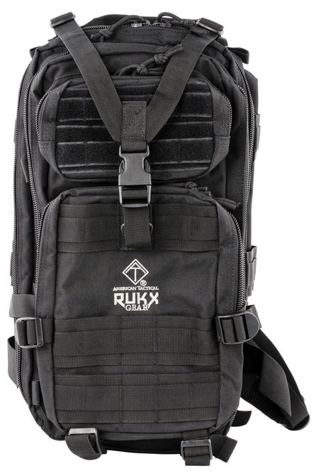 Rukx Gear Tactical 1 Day Pack ATICT1DB Black 600D Polyester 4-Compartment