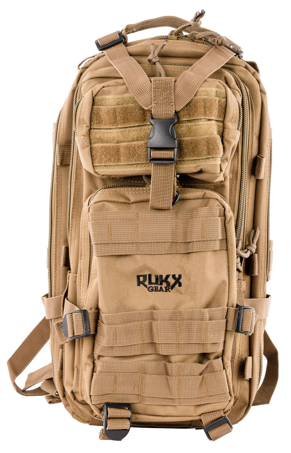 Rukx Gear Tactical 1 Day Pack ATICT1DT Tan 600D Polyester 4-Compartment