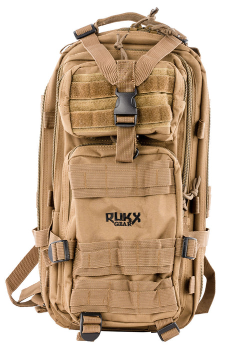 Rukx Gear Tactical 1 Day Pack ATICT1DT Tan 600D Polyester 4-Compartment
