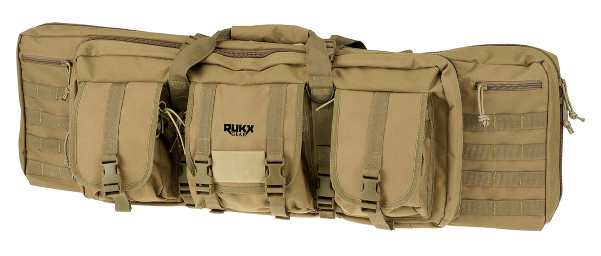 Rukx Gear ATICT36DGT Tactical Double Gun Backpack Case 36" Tan Water Resistant Holds 2 Rifles