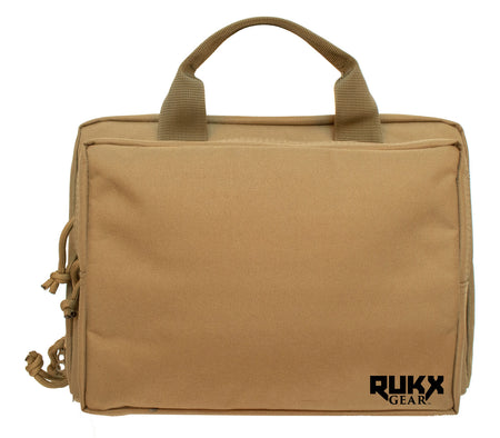 Rukx Gear ATICTDPCT Tan 600D Polyester Double Handgun Case Holds 2 Pistols
