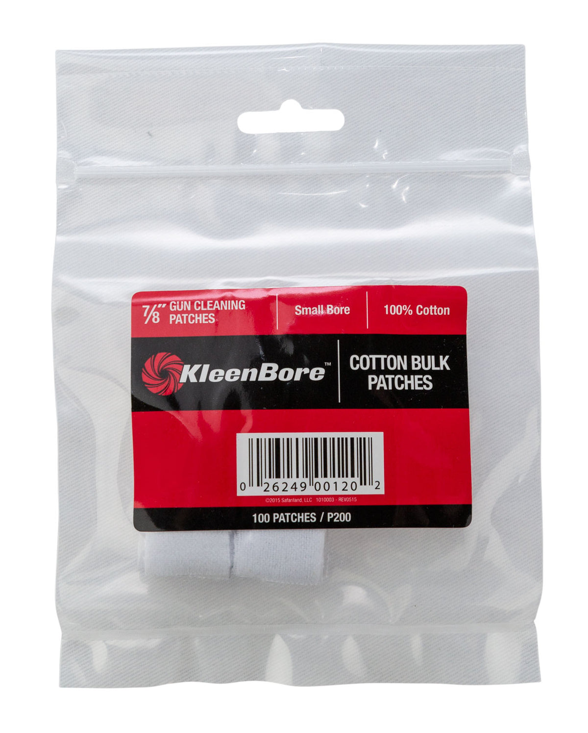 KleenBore P200 Super Shooter Small Bore Rifle Patches .17-.204 Cal 100% Flannel 100-Pk