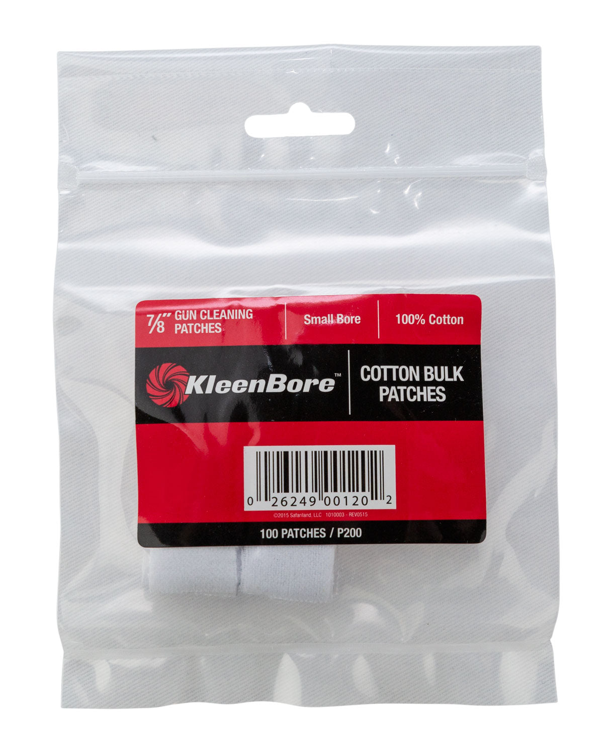 KleenBore P200 Super Shooter Small Bore Rifle Patches .17-.204 Cal 100% Flannel 100-Pk