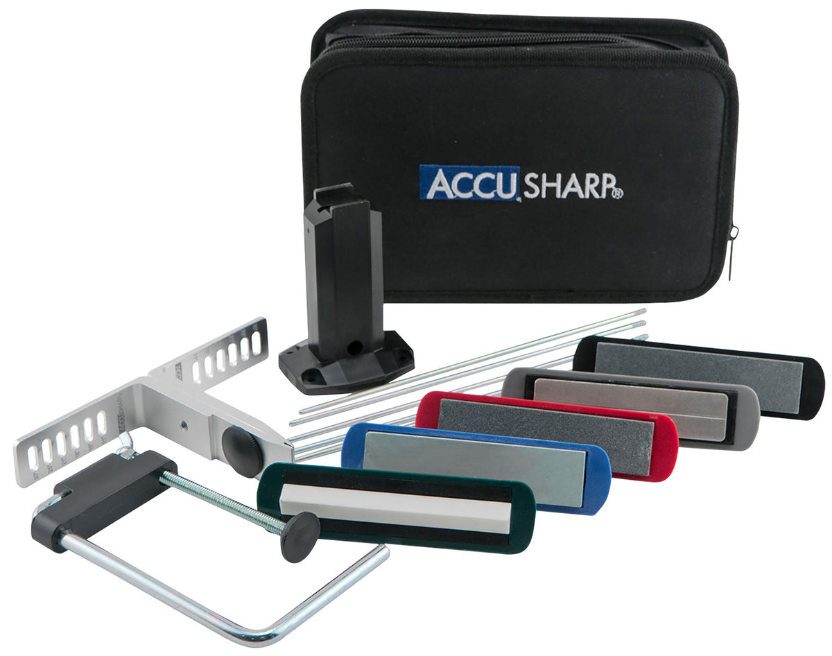 AccuSharp 059C Precision 5-Stone Knife Sharpener Set with 6-Angle Clamp