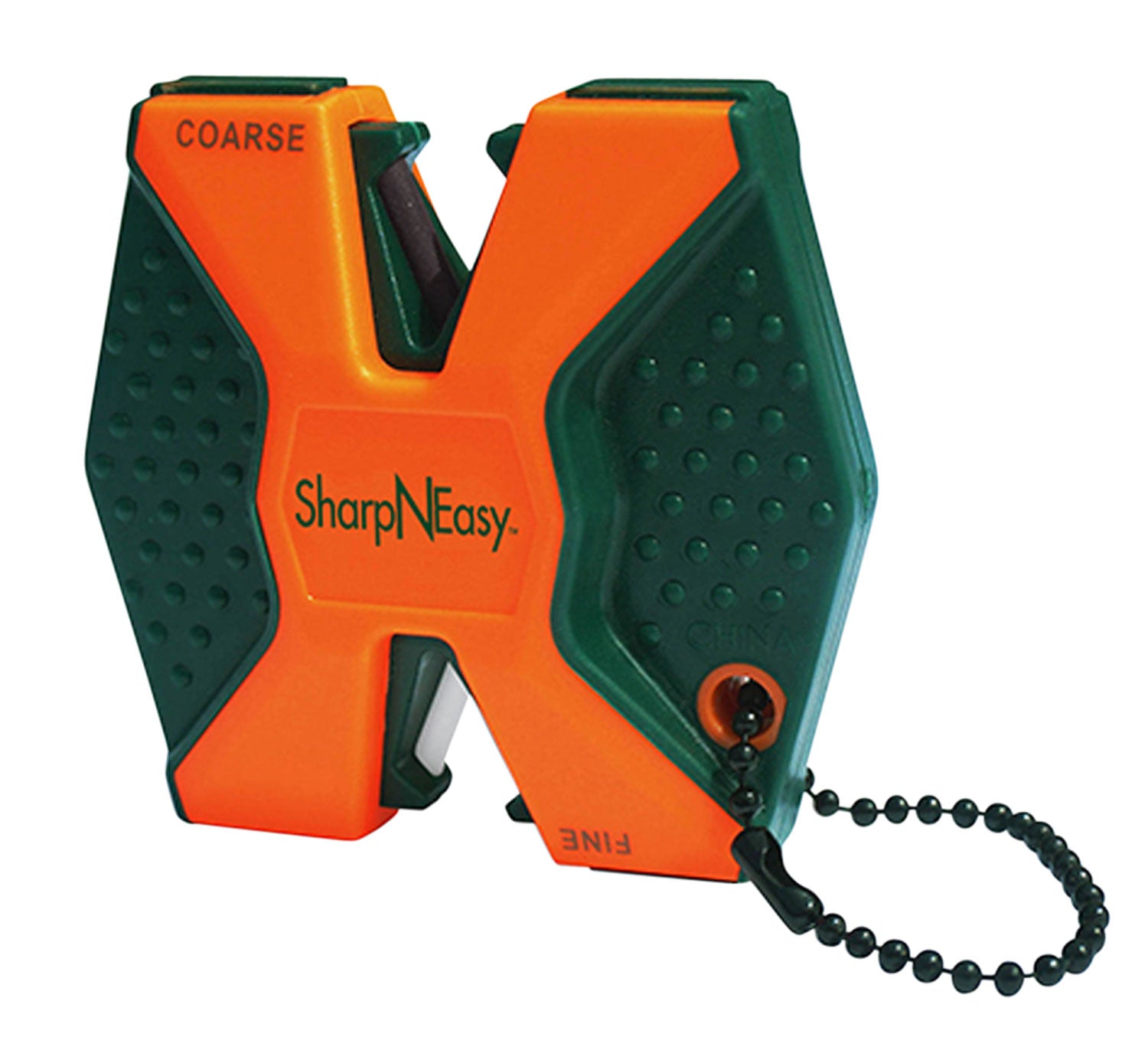 AccuSharp 336C SharpNEasy 2-Step Ceramic Rod Knife Sharpener Coarse Fine Plastic Handle Black Orange with Lanyard Hole