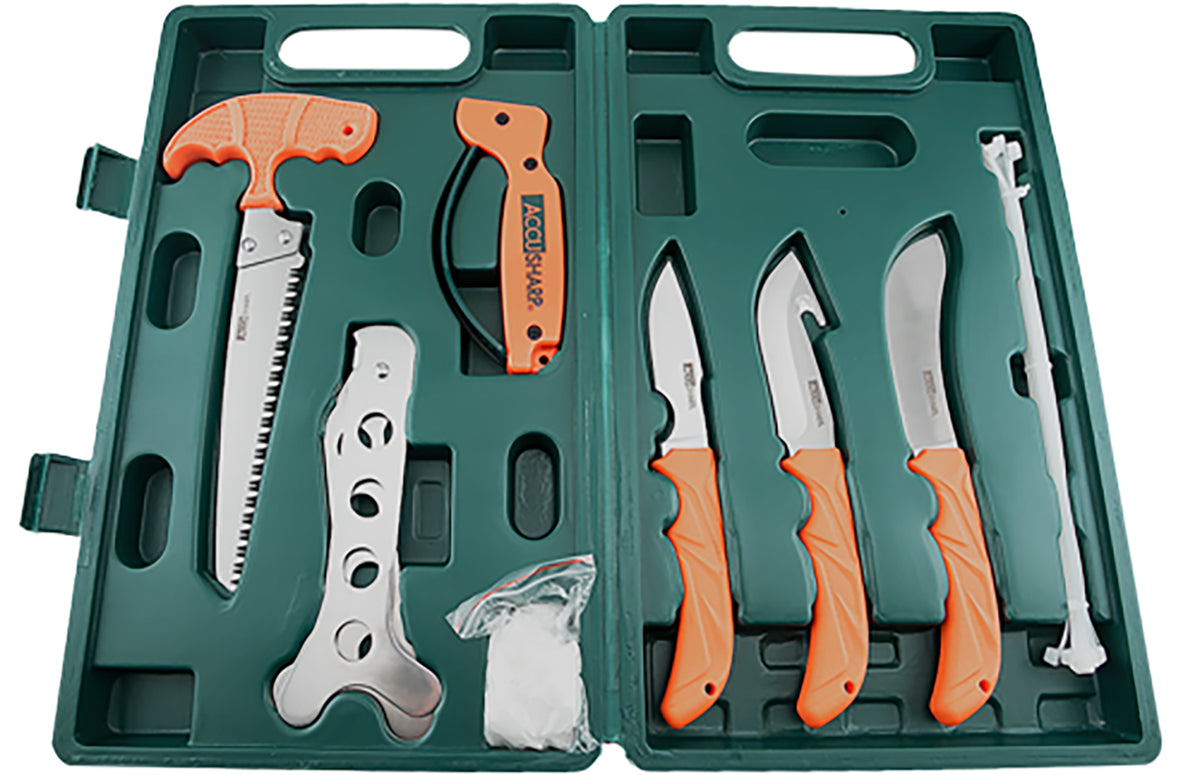 AccuSharp 728C Hunting Game Processing Kit with Stainless Steel Knives, Saw, Spreader & Carry Case