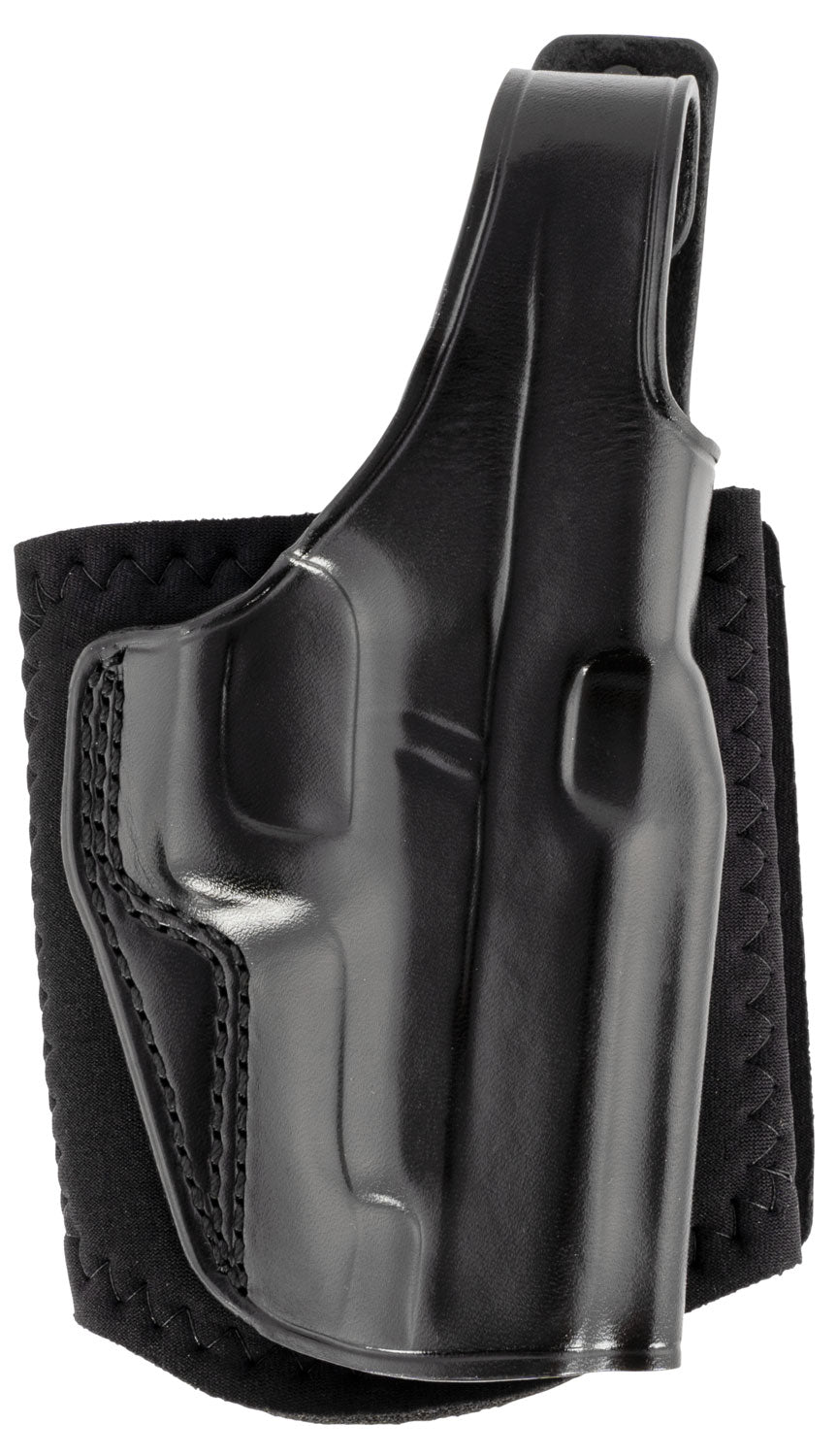 Galco Ankle Glove Holster AG834B - Glock 48/48 MOS, Black Leather, Hook & Loop, Fits Ankles to 13", Right Hand