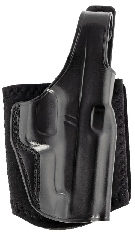 Galco Ankle Glove Holster AG834B - Glock 48/48 MOS, Black Leather, Hook & Loop, Fits Ankles to 13", Right Hand